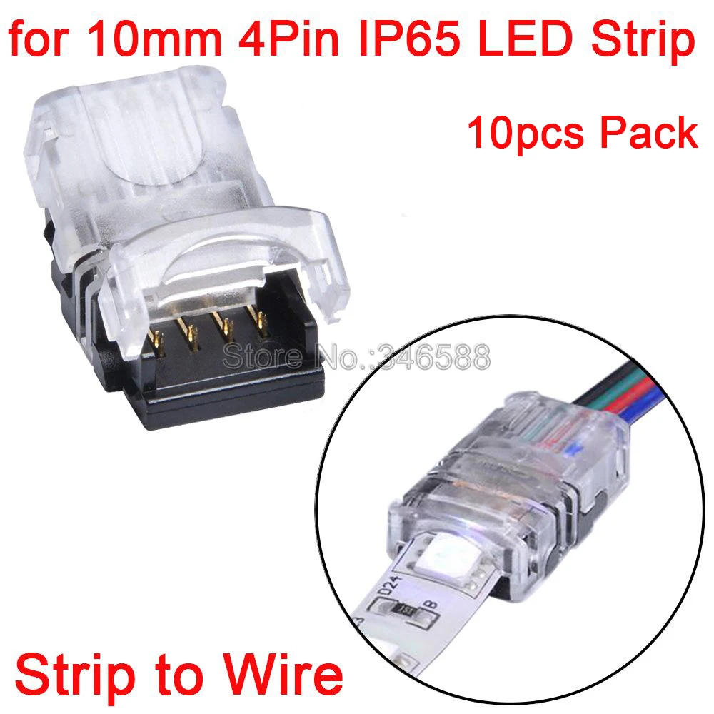10pcs 4Pins 4 Pin PCB to Power LED Connector for 10mm 5050 SMD IP65