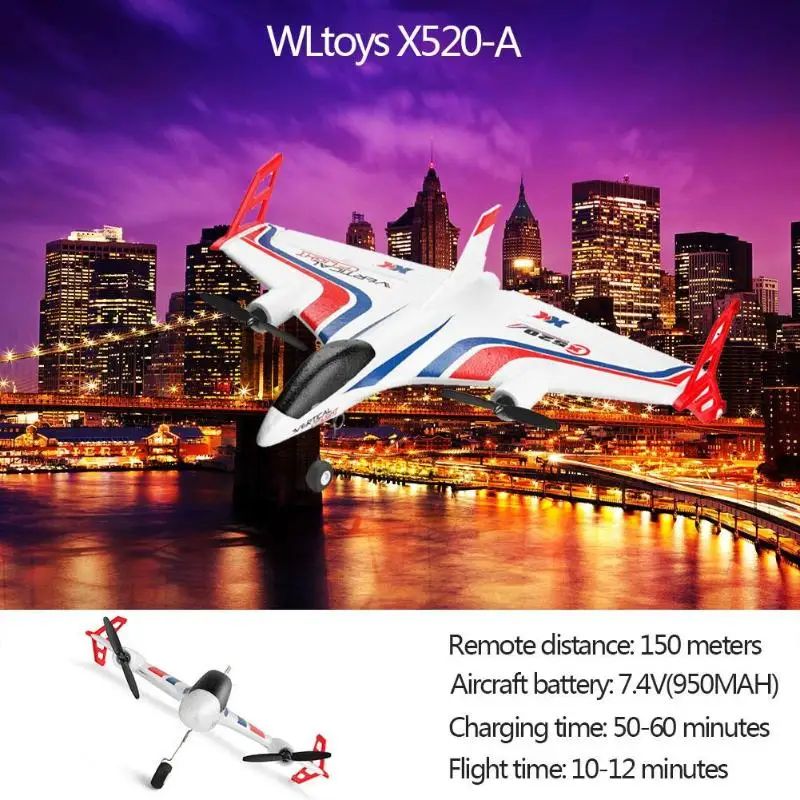 Wltoys X520-A самолет VTOL вертикальный взлет земли дельтавидное крыло RC Дрон фиксированное крыло самолет игрушка с режимом светодиодный индикатор переключателя