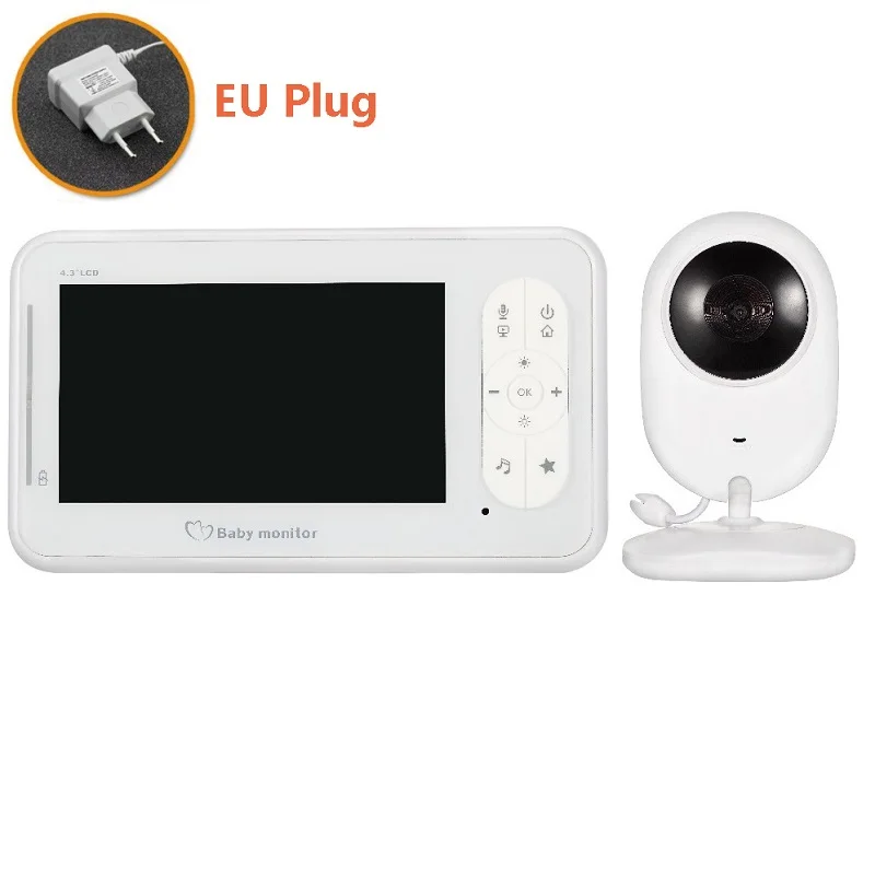 EU Adapter IMPORX 4.3 inch Color Wireless Lullaby Video Baby Monitor Security Camera 2 Way Talk Night Vision IR LED Temperature Monitoring - Цвет: EU Adapter