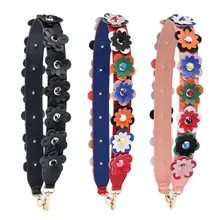 2017 Nouvelle Fleur Bretelles PU En Cuir Coloré Fleur Sangle De Mode Marée Femmes Bolsa Ceinture Sac Accessoires Sac Partie Sac Sangle
