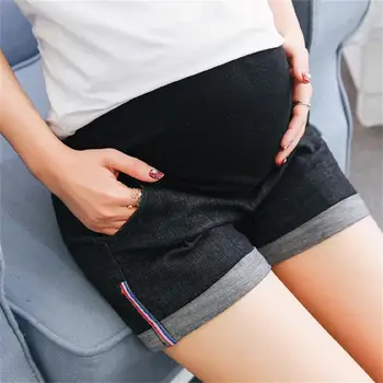 

Summer Pregnant Woman Pants Woman Cowboy Shorts Outside Shorts Support Abdominal Pants Maternity Short Jeans Pants