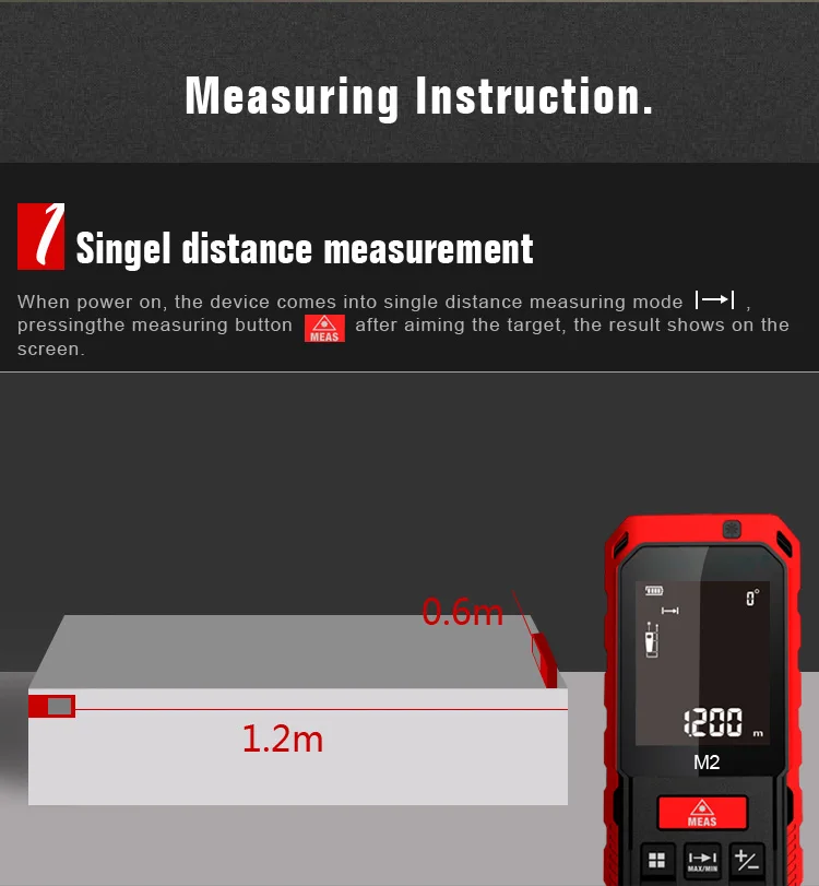 Mileseey M2 лазерный дальномер 164ft 50 м мини-портативный цифровой лазер дальномер ленточный дальномер