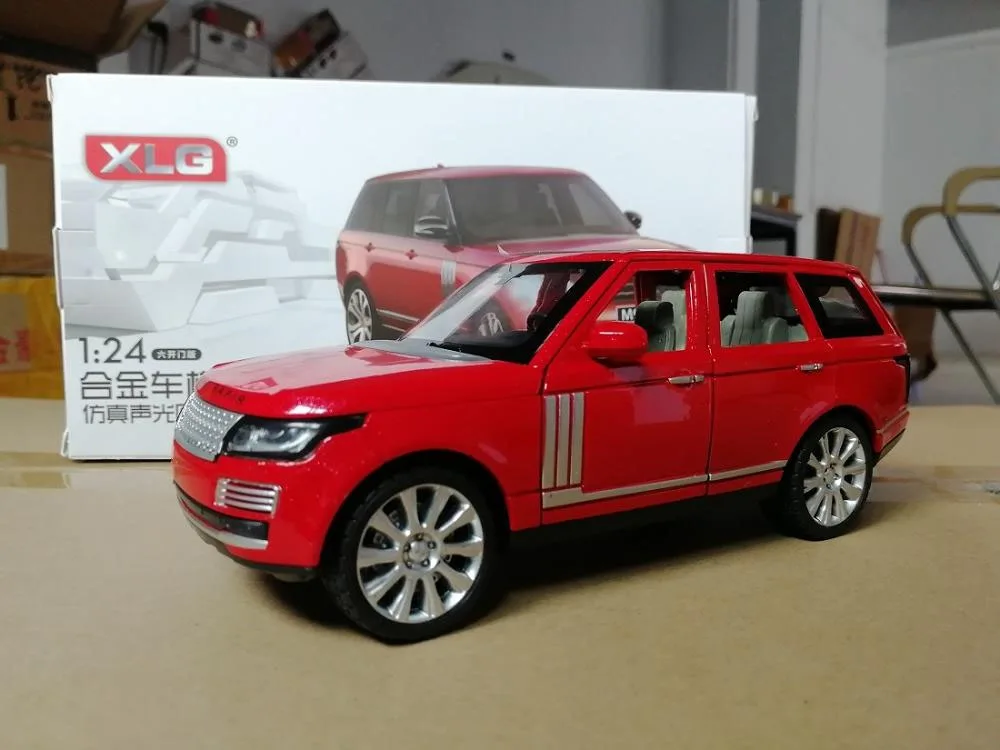 1:24 New color limited sale Lands Rover rang rover toy Car Model SUV Sound And Light Diecasts& Toy Vehicles kids toys boys cars - Color: Red send box