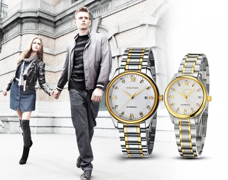 GUANQIN Luxury Lovers Watch Top Brand Women Men Watches Waterproof Sapphire Crystal 316L Stainless Steel Couple Watches 2 Pieces (10)