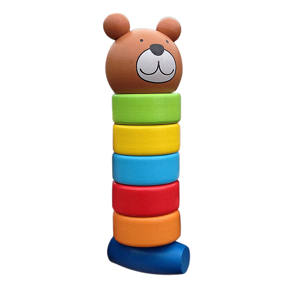 

Stacking Block Primary Baby Wooden Educational Cartoon Stacking Block Toy Rainbow Tower Kids Kindergarten Home Play Toys