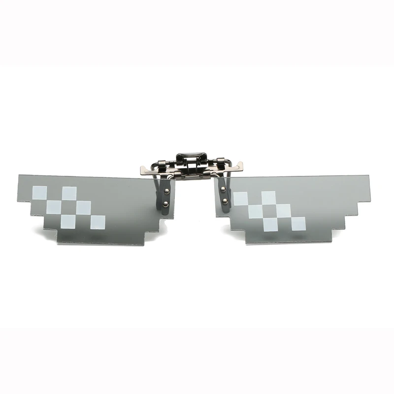 

2018 new Mosaic Sun Glasses Clip sunglasses Minecraft Thug Life Sunglasses Women Men Polarized sunglasses driving uv400