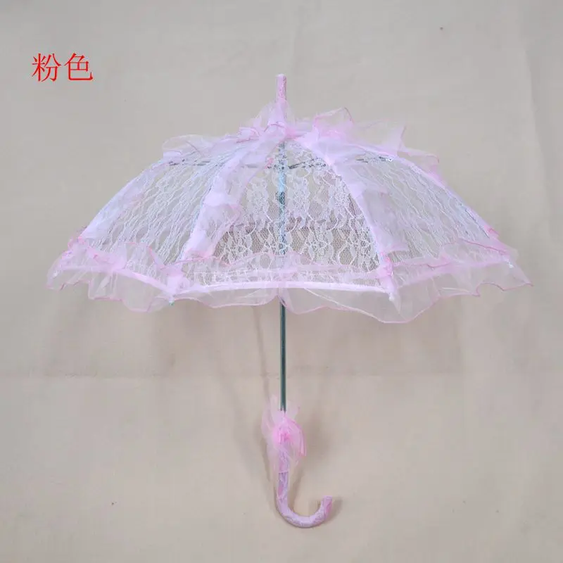 Кружевной зонтик и вентилятор сочетание хлопка вышивка белый/слоновой кости кружева зонтик Свадебный зонтик украшения