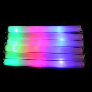 

12Pcs / Lot Colourful Led Foam Stick LED Fluorescent Flashing Light Up Foam Stick Festival MultiColor Glow Stick for Wedding