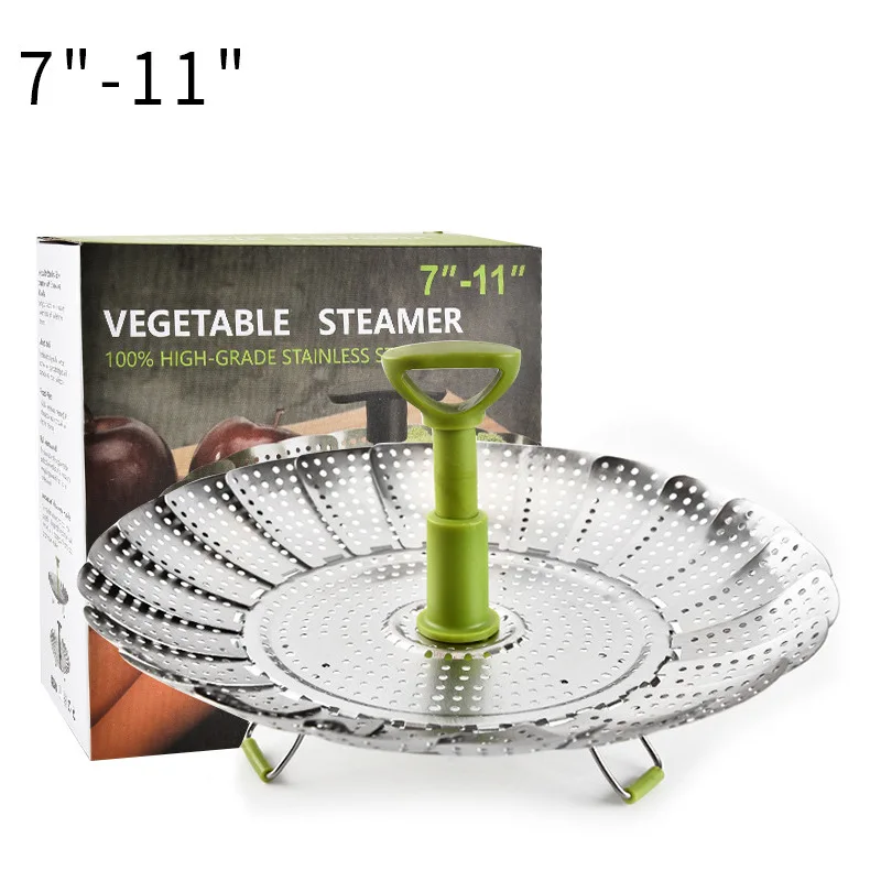 Stainless Steel Telescopic Folding Steamer 11 Inch Multi function Lotus