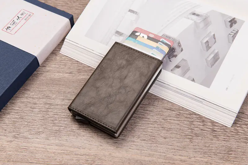 coffee Itapkris из искусственной кожи держатель для карт для мужчин бизнес алюминиевый кошелек для карт путешествия мода RFID чехол для женщин защита банка держатель для карт - Цвет: coffee