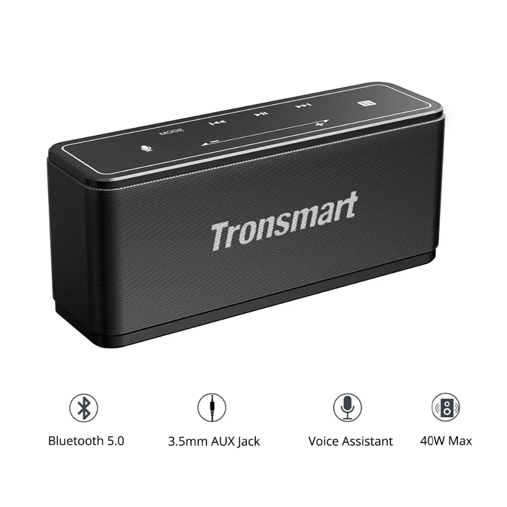 Difuzor portabil de difuzor portabil Tronsmart Mega Bluetooth 5.0 Colum 40W Control tactil Bara de sunet Asistent vocal, NFC, TWS, MicroSD (8)
