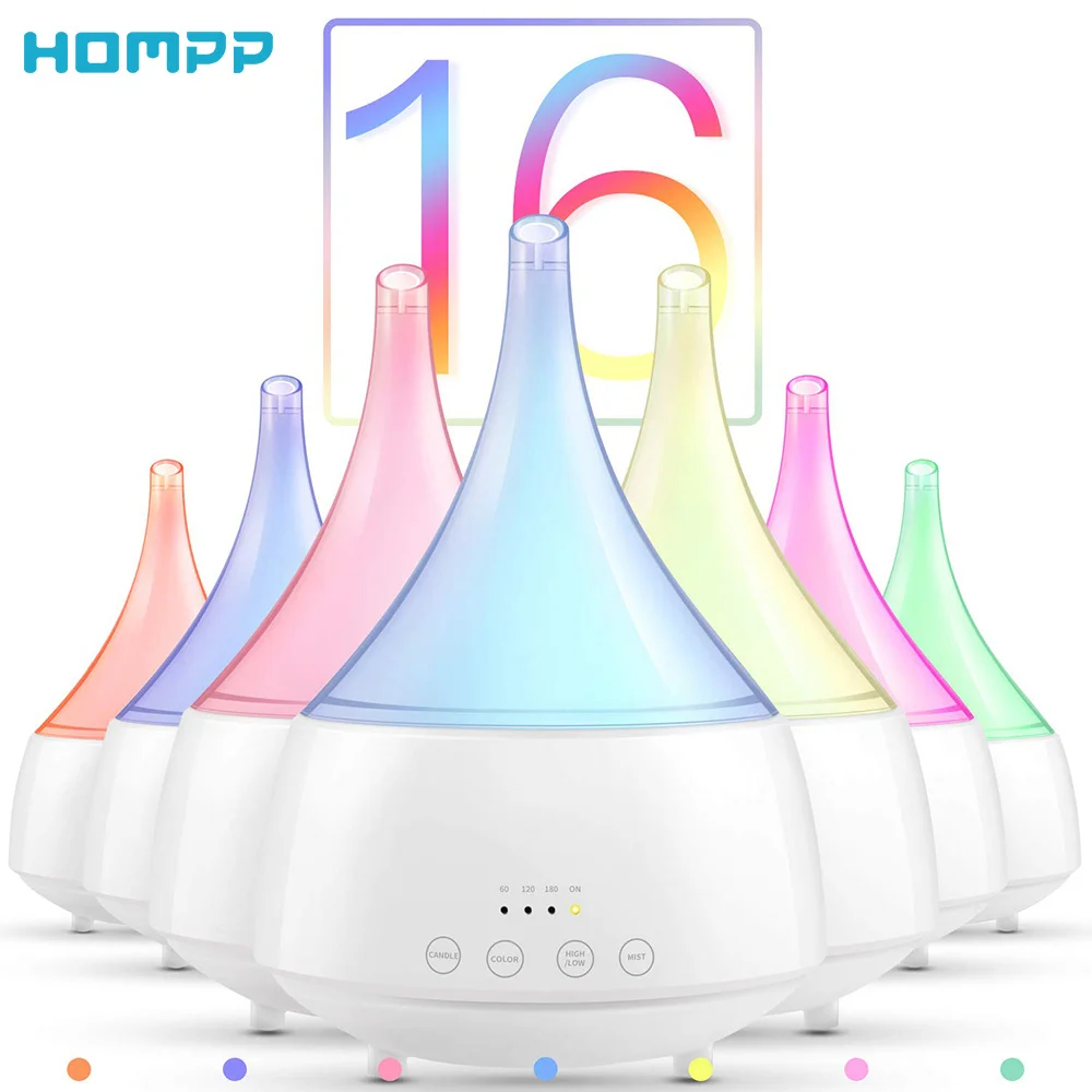 

Essential Oil Aroma Diffuser 300m Ultrasonicl Air Humidifier LED Night Light 16 Colors 4 time Modes 2 Fog ModesBedroom Spa Yoga