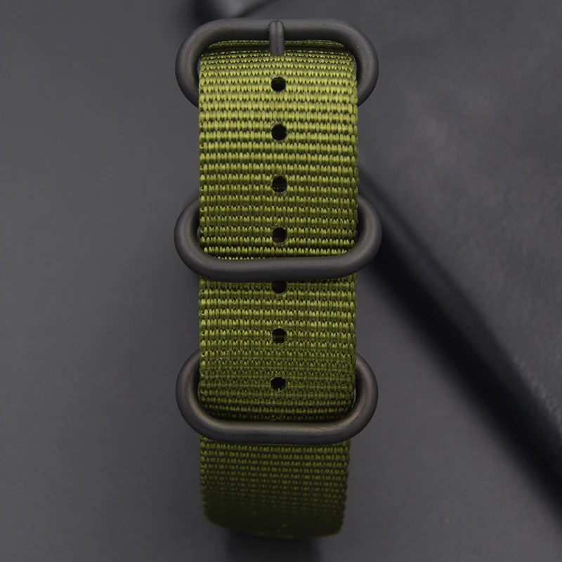 Watchband 18/20/21/22/23/24/26mm High quality the man Army Green for Nato Nylon Canvas Watch Strap Black Buckle fast delivery | Наручные