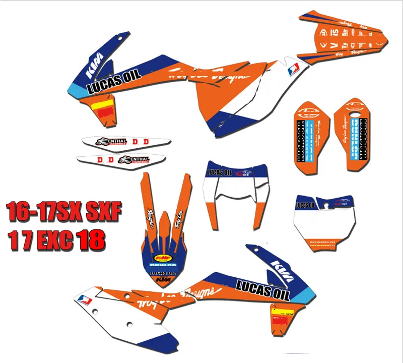 

Racing Fairing Graphics Stickers Decal Customized For KTM 125 250 300 350 450 SX SXF XC XCF 2016 - 2017 / EXC EXCF XCW 2017 2018