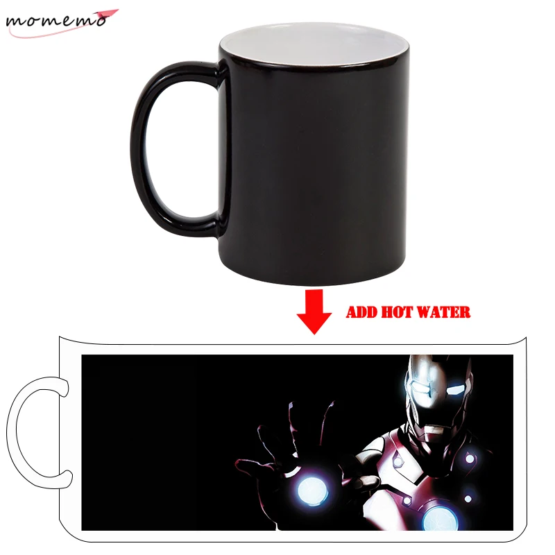 

MOMEMO 1pc Iron Man Creative Magic Mugs Ceramic Color Changing Mug Avengers Coffee Tea Milk Mug Cup Heat Reveal Color Change Mug