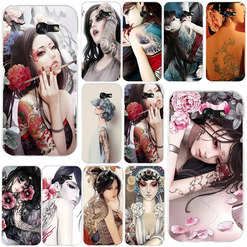 Cartoon Cool Art Tattoo Girl Phone Case Slim Soft TPU for Samsung Galaxy Note 5 8 9 S2 S4 S5 Mini S6 S7 S8 S9 S10 Edge Plus Lite | Мобильные