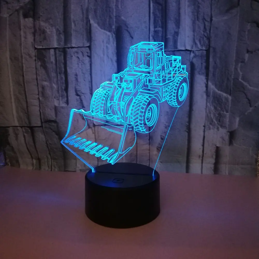 Акриловая доска бульдозер 3D сенсорный светильник 7 цветов меняющийся светодиодный Ночной светильник с иллюзией Подарочная декоративная лампа