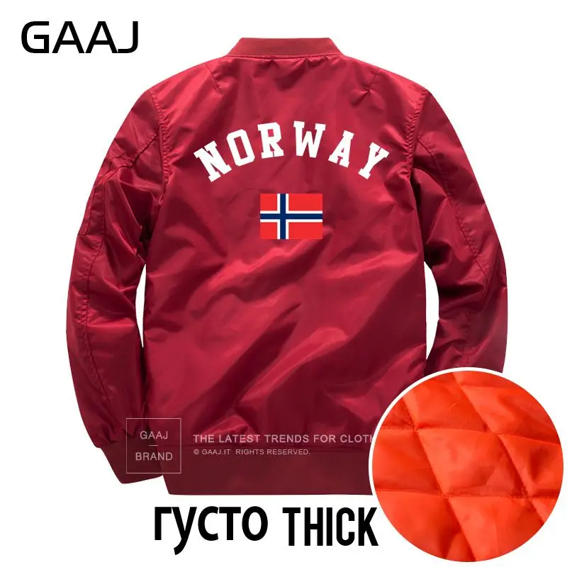 GAAJ принт норвежская куртка с изображением флага мужская зимняя куртка размера плюс флисовое пальто осень Militar Bomber одежда Повседневная теплая - Цвет: Thick Wine