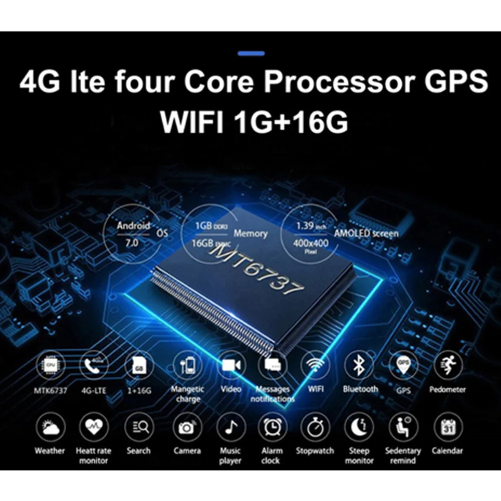 Мужские часы спортивный смарт браслет Android 7 0 4G LTE 1G + 16G память SIM WIFI GPS частота