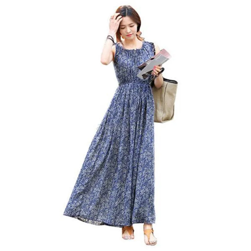 

Hot 2019 Vintage Floral Women Summer Boho Long Maxi Beach Sundress Dress Vestidos Plus Size