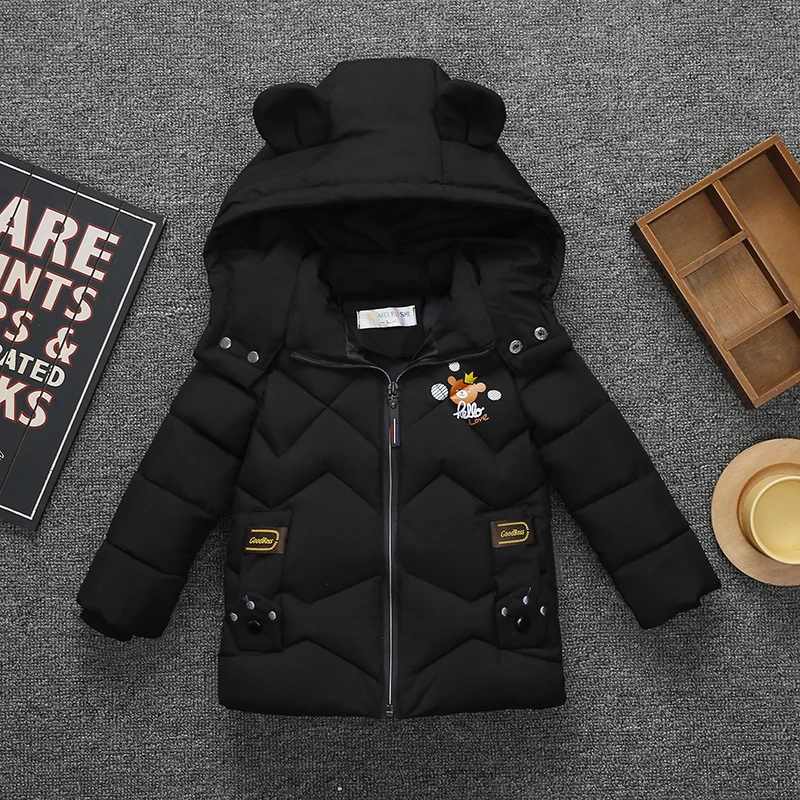 light summer jacket fashion winter boys jacket New children's coat little devil winter boy Cartoon bear print decoration baby hooded cotton jacket cheap winter coats