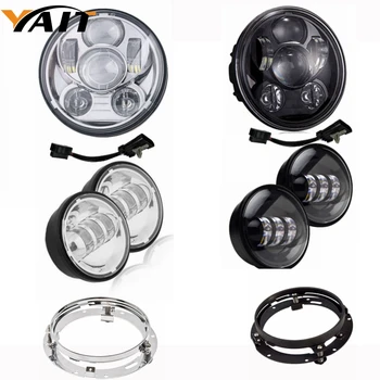 

7" LED Headlight with 4.5 inch Matching Passing Fog Lamps +7" bracket for Motorcycles Light Set
