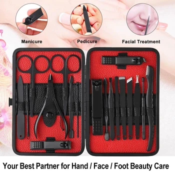 

7/18pcs Manicure Set Nail Kit Nail Art Tools All For Manicure Sets Pedicure Care With Pusher Ingrown Nail File Polish Tweezer