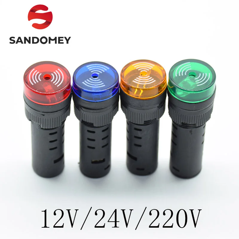 

1pc Panel Mount 16mm led Indicator buzzer 12V 24V 220V led buzzer red green yellow