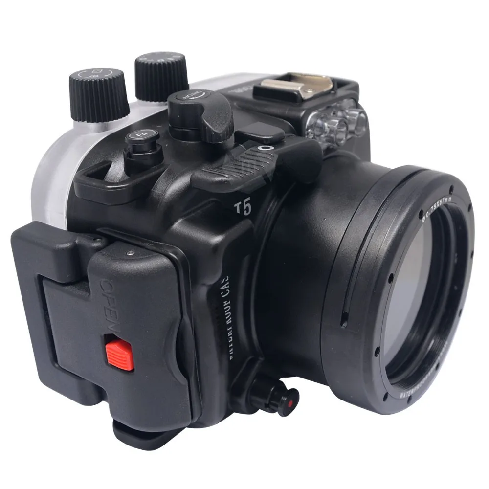 Увеличением фокусного расстояния Mcoplus 40 м/130ft Водонепроницаемый(IPX8) Камера подводный Корпус Водонепроницаемый корпус чехол для цифровых зеркальных фотокамер Nikon J5 может занять от 10 до 30 мм объектив