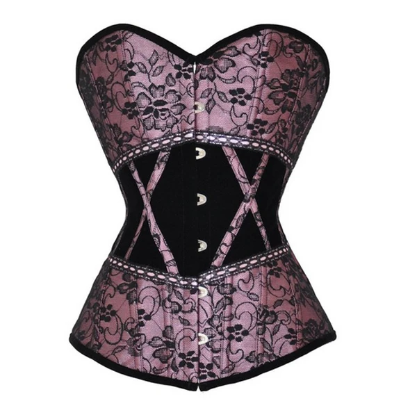 MOONIGHT NEW Pink Sexy Waist Corsets and Bustiers Embroidery Corselet