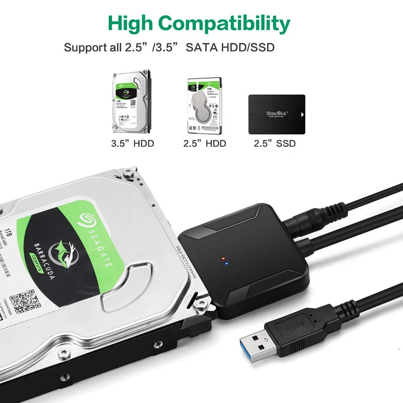 Заводская цена, USB 3,0 для SATA 7+ 15 Pin SATAIII 3,0 Кабель-адаптер для 2,5 дюймовый HDD SSD жесткий диск для ноутбука SSD