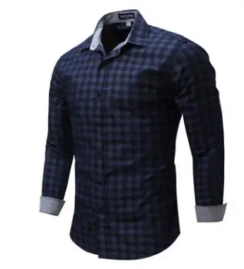 بأكمام طويلة الذكور الدنيم منقوشة قمصان كبيرة الحجم الربيع الخريف فضفاض قميص أوروبا حجم رجل العلامة التجارية الملابس Fredd مارشال J2480