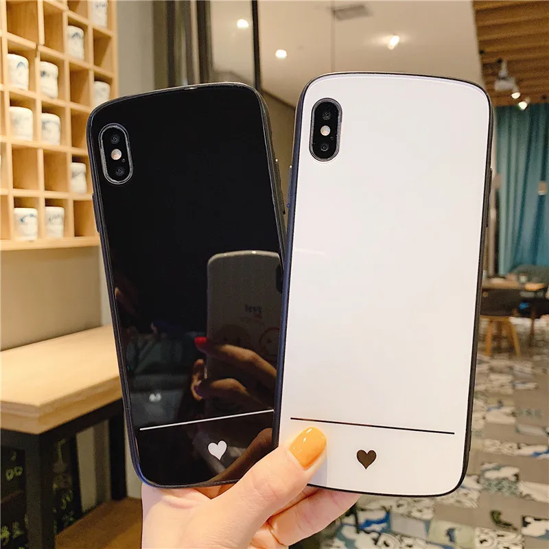 

Arc Shaped Tempered Glass Cover for Iphone 6/6S Plus Case Simple Love Heart Glossy Coque for Iphone 7 8 Plus X Xr Xs Max Case