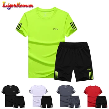 

Summer Man Short Sportswear Set 2019 Men Casual Two Pieces Suit Set Short Sleeve T-shirt & Male Streetwear Shorts Sets Tracksuit
