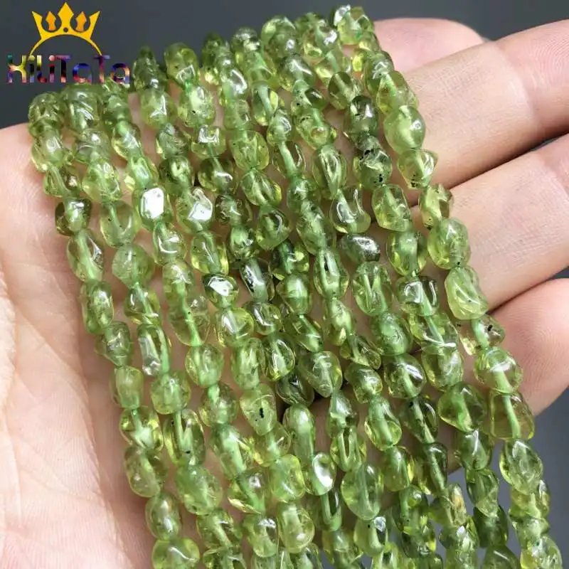 4-7mm Irregular Green Peridot Stone Beads Smooth Natural Loose Spacer