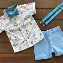 Новая повседневная одежда для маленьких джентльменов, рубашка, топы с принтом воздушных шаров, шорты, штаны, официальный костюм, США