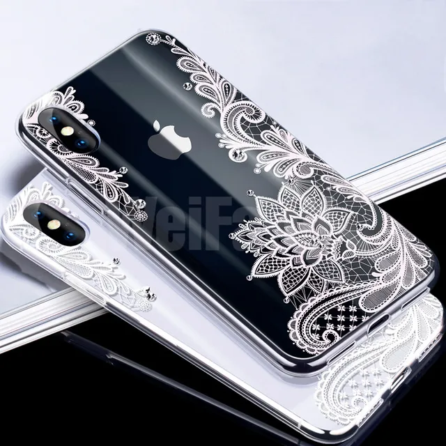Best Price WeiFaJK Sexy Lace Floral Pattern Silicone Phone Case For iPhone 6 7 X Case Soft TPU Full Cover For iPhone 6 6s 7 8 Plus 7 X Case