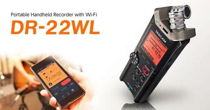 Портативный ручной диктофон Tascam DR-22WL с Wi-Fi