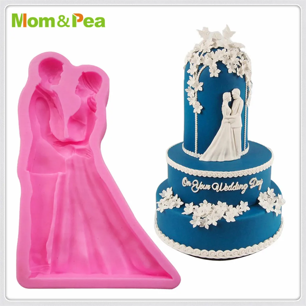 

Mom&Pea MPA0666 The Bride & The Bridegroom Shaped Silicone Mold Cake Decoration Fondant Cake 3D Mold Food Grade