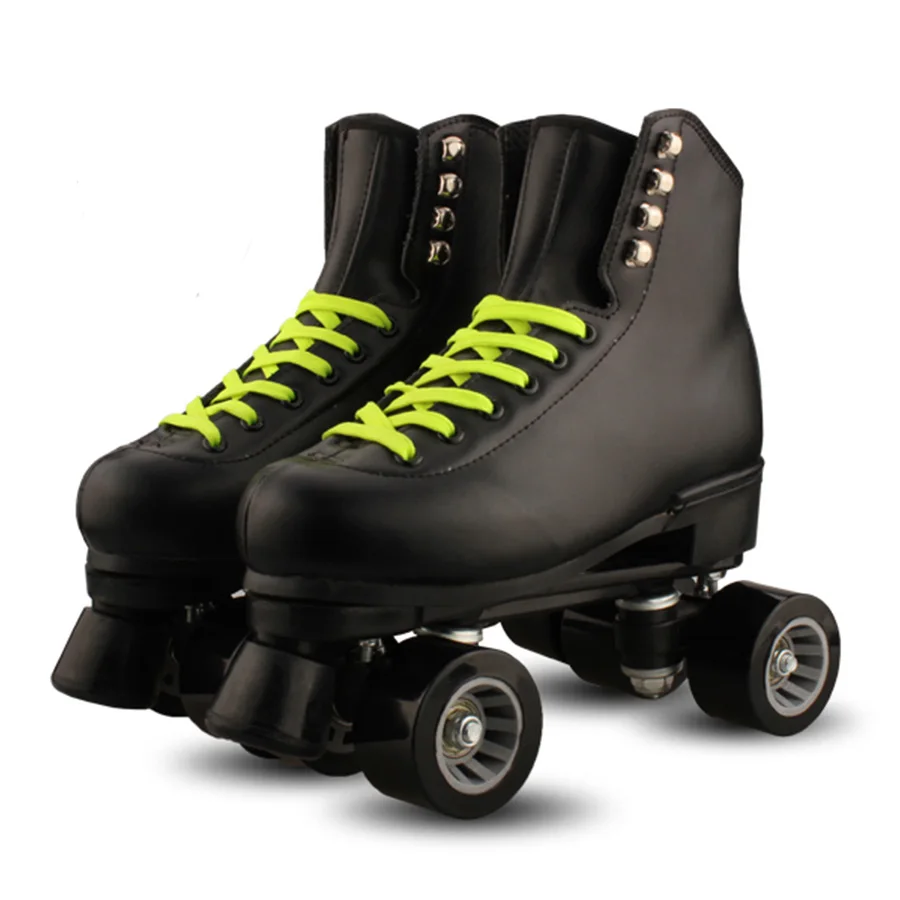 RENIAEVER Roller Skates Leather Double Line Skates Lady Plastic Steel