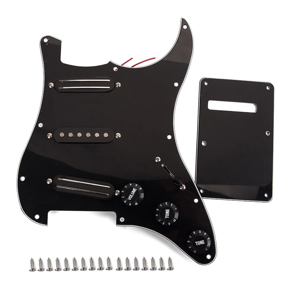 3 Ply Electric Guitar Prewired Loaded Pickup Pickguard Scratch Plate with Back Cover Mounting Screws