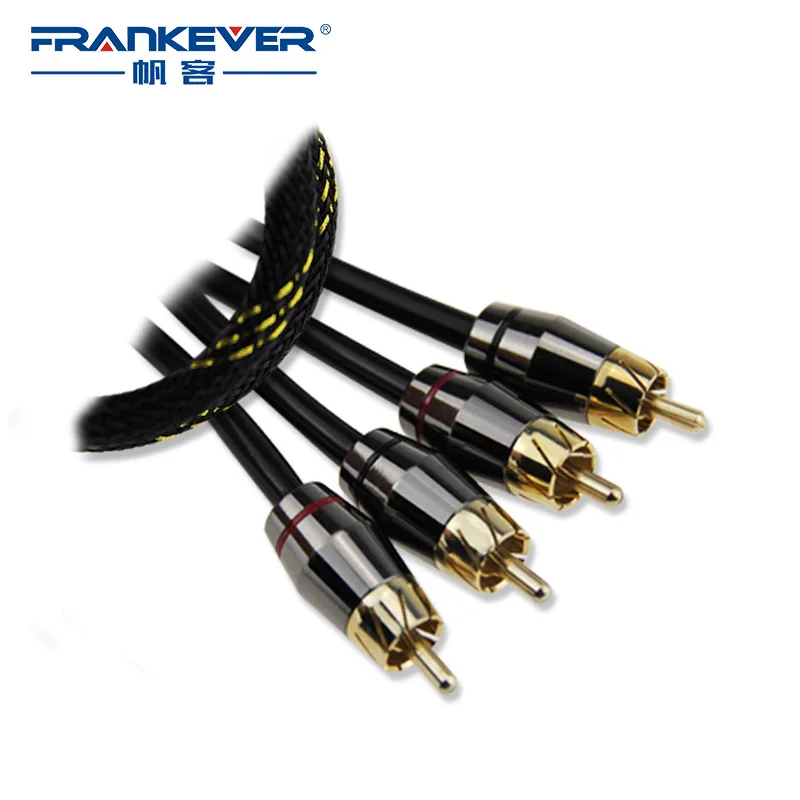 FrankEver Coaxial 2 RCA Male to 2 RCA Male Audio AV Braid Cable Dual AUX Cable Cabo rca for Amplifiers TV Box Subwoofer 0.57M