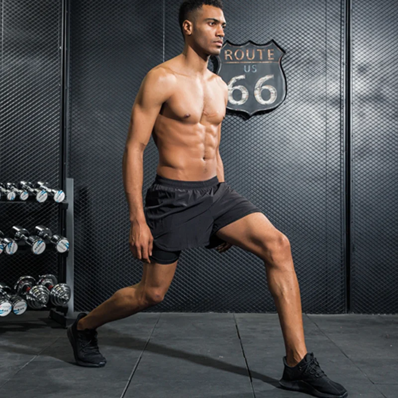 

The New Men's 2 In 1 Running Shorts Breathable Marathon Training Fitness Jogging Sports Shorts Quick Dry