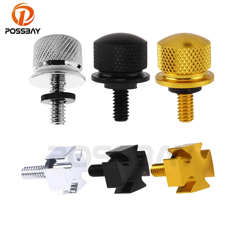 

POSSBAY Cross/Knurled Anodized Billet Aluminum Mount Seat Bolt Screw Thumbscrew For Harley Davidson 1996-2015 Dyna Street Bob
