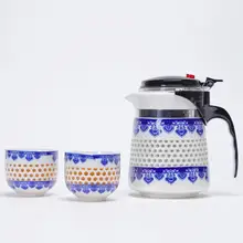 Chinese Kung Fu Tea Set For Family Home Teaware Durable Porcelain Teapot Set Ceramics Blue Floral White Porcelain Teapot Set tangpin coffee and tea tool copper tea strainers kung fu tea accessories