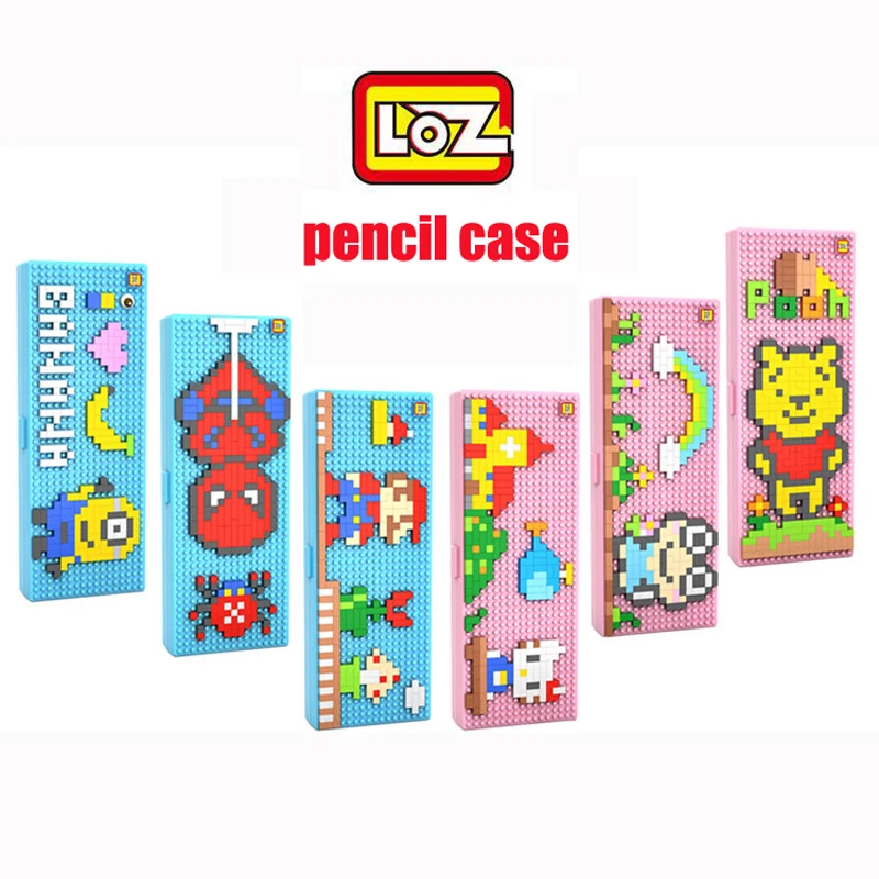 

LOZ Diamond Building Blocks DIY 3D Minions Spider Man Mario Hello Kitty Pencil Case Mini Nano Bricks Children Education Toys