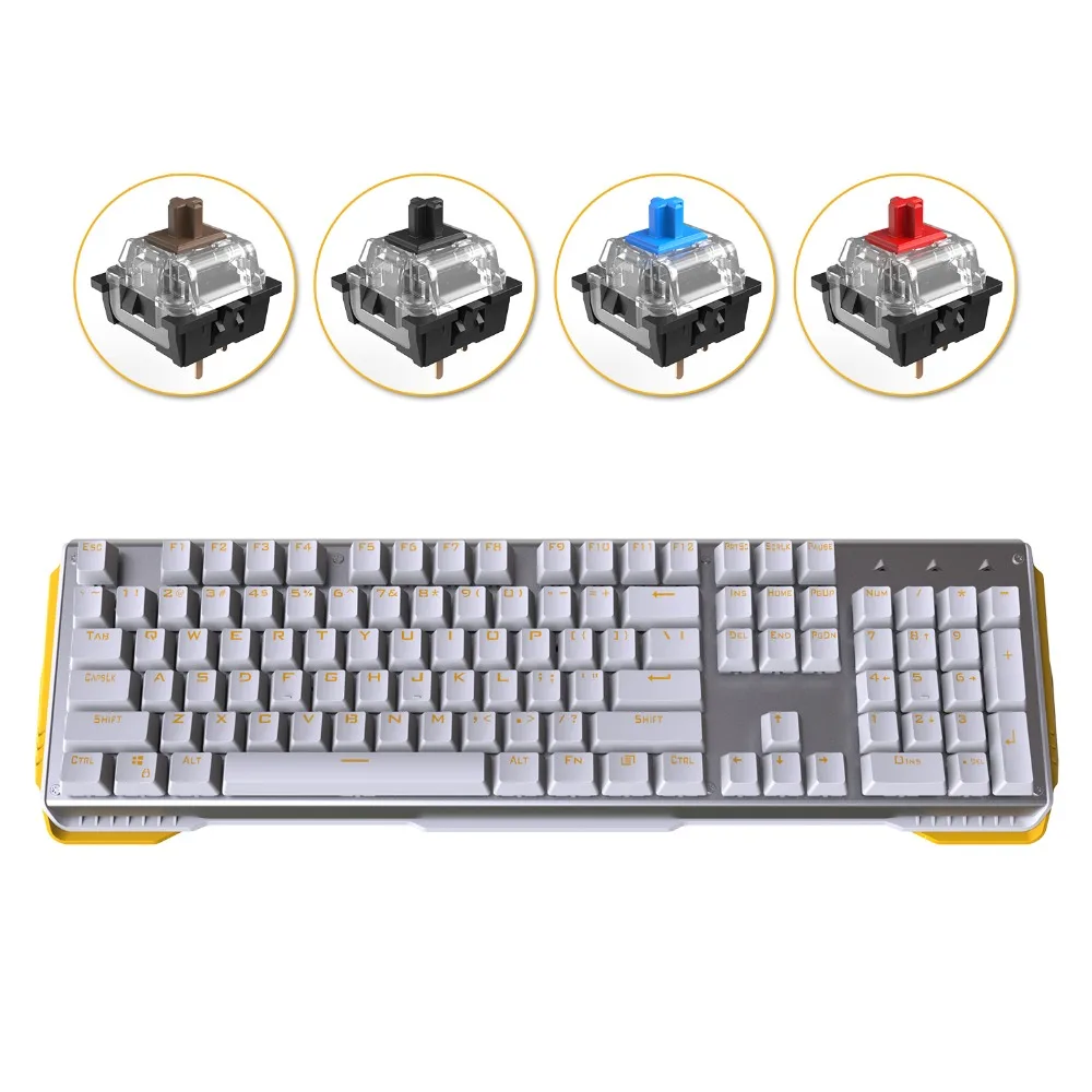  James Donkey 619 Gaming Keyboard 104keys Gateron Switches USB Wired Yellow Backlight Mechanical Key