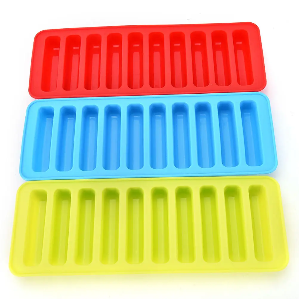 Reusable Cylinder 10 Silicone Ice Cube Tray Mold Freeze Ice Mould for
