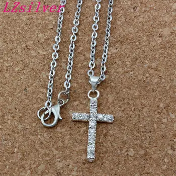 

20pcs clear Rhinestone Cross Charm pendants Necklaces 20 inches Chains A-151d