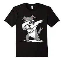 

Schnauzer Cute Dabbing T-Shirt Funny Dab Dance Gift Shirt Brand Cotton Men Clothing Male Slim Fit T Shirt Letter Printing